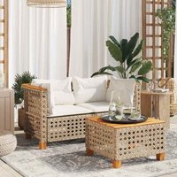 vidaXL Garten-Ecksofas mit Kissen 2 Stk. Beige Poly Rattan von VIDAXL