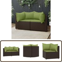 Garten-Ecksofas mit Kissen 2 Stk. Braun Poly Rattan - Gartenecke - Outdoor Möbel - Lounge Set - Rattan Gartenmöbel - Wetterfeste Gartenmöbel von VIDAXL