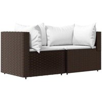 Vidaxl - Garten-Ecksofas mit Kissen 2 Stk. Braun Poly Rattan von VIDAXL