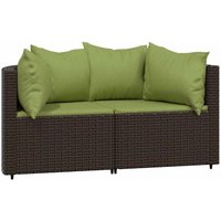 Garten-Ecksofas mit Kissen 2 Stk. Braun Poly Rattan Vidaxl von VIDAXL
