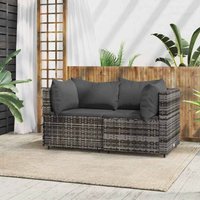 Vidaxl - Garten-Ecksofas mit Kissen 2 Stk. Grau Poly Rattan von VIDAXL