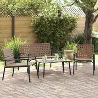 Garten Essgruppe 4 pcs Braun Poly-Rattan vidaXL von VIDAXL