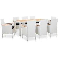 9-tlg. Garten-Essgruppe Poly Rattan Weiß Vidaxl von VIDAXL