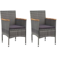 Garten-Essstühle 2 Stk. Poly Rattan Grau - Vidaxl Garten-Essstühle 2 Stk. Poly Rattan Grau - Vidaxl von VIDAXL
