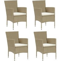 Vidaxl - 4 Stk. Garten-Essstühle,Gartenstühle Poly Rattan Beige von VIDAXL