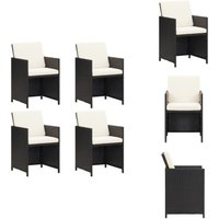 Vidaxl - Garten-Essstühle mit Kissen 4 Stk. Schwarz Poly Rattan - Gartenstühle - Esszimmerstühle - Outdoor Möbel - Rattan Gartenmöbel - Poly Rattan von VIDAXL