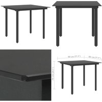 Garten-Esstisch Schwarz 80x80x74 cm Stahl und Glas - Gartentisch - Esstisch - Outdoor Möbel - Gartenmöbel - Stahlttisch - Home & Living von VIDAXL