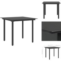 Garten-Esstisch Schwarz 80x80x74 cm Stahl und Glas - Gartentisch - Esstisch - Outdoor Möbel - Gartenmöbel - Stahlttisch von VIDAXL