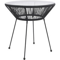 Garden Esstisch,Gartentisch Schwarz Ø70x74 cm Rattan und Glas vidaXL von BONNEVIE