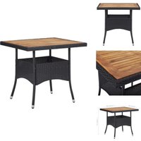 Garten-Esstisch Schwarz Poly Rattan und Massivholz Akazie - Gartentisch - Esstisch - Outdoortisch - Poly Rattan - Rattan Tisch Garten-Esstisch Schwarz Poly Rattan und Massivholz Akazie - Gartentisch - Esstisch - Outdoortisch - Poly Rattan - Rattan Tisch von VIDAXL
