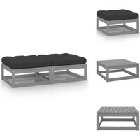 Vidaxl - Garten-Fußhocker mit Kissen 2 Stk. Grau Massivholz Kiefer - Gartenzubehör - Gartenstuhl - Sitzgelegenheit - Outdoor Möbel - Lounge Set Vidaxl - Garten-Fußhocker mit Kissen 2 Stk. Grau Massivholz Kiefer - Gartenzubehör - Gartenstuhl - Sitzgelegenheit - Outdoor Möbel - Lounge Set von VIDAXL
