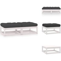 Vidaxl - Garten-Fußhocker mit Kissen 2 Stk. Massivholz Kiefer - Gartensauna - Gartenstuhl - Sitzgelegenheit - Outdoor Möbel - Lounge Set von VIDAXL