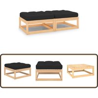Garten-Fußhocker mit Kissen 2 Stk. Massivholz Kiefer - Gartenzubehör - Gartenstuhl - Gartenlounge - Outdoor Möbel - Kiefernholz von VIDAXL