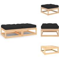 Garten-Fußhocker mit Kissen 2 Stk. Massivholz Kiefer - Gartenzubehör - Gartenstuhl - Gartenlounge - Outdoor Möbel - Kiefernholz von VIDAXL