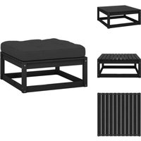 Garten-Fußhocker mit Kissen Schwarz Kiefer Massivholz - Gartenfoßhocker - Kiefernholzmöbel - Outdoor Möbel - Lounge Set - Gartenstuhl von VIDAXL