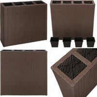 Vidaxl - Garten-Hochbeet mit 4 Töpfen Poly Rattan Braun - Gartenhochbeet - Rattanpflanze - Outdoor Dekoration - Blumenerde - Topfset - Home & Living von VIDAXL