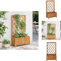 Garten-Hochbeet mit Spalier Massivholz Akazie - Holz Hochbeet - Garten Hochbeet - Balkon Beet - Blumenerde - Kräutergarten von VIDAXL