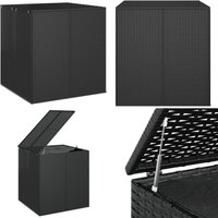 Garten-Kissenbox pe Rattan 100x97,5x104 cm Schwarz - Gartenkiste - Außenschrank - Stauraum - Gartenaufbewahrung - Wetterfest - Home & Living von VIDAXL