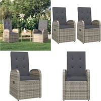 Garten-Liegestühle 2 Stk. mit Auflagen Poly Rattan Grau - Gartenstuhl - Esszimmerstuhl - Outdoor Möbel - Rattan Gartenmöbel - Lounge Chair - Home & von VIDAXL