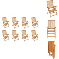 Garten-Liegestühle 8 Stk. Massivholz Teak - Gartenstuhl - Teak Möbel - Gartenmöbel Set - Outdoor Möbel - Liege Stühle von VIDAXL