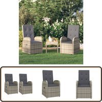 Garten-Liegestühle mit Kissen 2 Stk. Grau Poly Rattan - Gartensegel - Liegesessel - Gartenstuhl - Outdoor Möbel - Pool Lounge Chair von VIDAXL