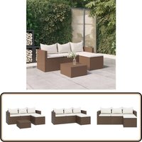 Garten-Lounge-Set Braun Poly Rattan - Gartengeräte - Gartenmöbel - Loungeset - Outdoor Möbel - Rattanmöbel von VIDAXL