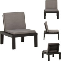 Garten-Lounge-Stuhl mit Auflage Kunststoff Grau - Gartensessel - Lounge Chair - Gartenmöbel - Outdoor Möbel - Kunststoffe Gartenstuhl von VIDAXL