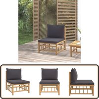 Garten-Mittelsofa mit Dunkelgrauen Kissen Bambus - Bambus Möbel - Gartenmöbel - Lounge Set - Gartensofa - Esszimmerset von VIDAXL