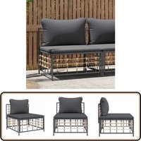 Garten-Mittelsofa mit Dunkelgrauen Kissen Poly Rattan - Gartenmöbeln - Outdoor Möbel - Lounge Set - Rattan Gartenmöbel - Polyethylen Gartenmöbel von VIDAXL