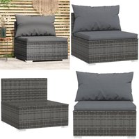 Garten-Mittelsofa mit Kissen Grau Poly Rattan - Gartensofa - Outdoor Möbel - Lounge Set - Balkonmöbel - Terrasse - Home & Living Garten-Mittelsofa mit Kissen Grau Poly Rattan - Gartensofa - Outdoor Möbel - Lounge Set - Balkonmöbel - Terrasse - Home & Living von VIDAXL