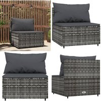 Garten-Mittelsofa mit Kissen Grau Poly Rattan - Gartensofa - Outdoor Möbel - Lounge Set - Polyethylen-Rattan - Wetterfest - Home & Living Garten-Mittelsofa mit Kissen Grau Poly Rattan - Gartensofa - Outdoor Möbel - Lounge Set - Polyethylen-Rattan - Wetterfest - Home & Living von VIDAXL
