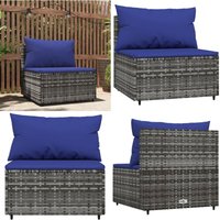 Garten-Mittelsofa mit Kissen Grau Poly Rattan - Gartensofa - Outdoor-Sofa - Lounge Möbel - Gartenlounge - Rattan-Sofa - Home & Living Garten-Mittelsofa mit Kissen Grau Poly Rattan - Gartensofa - Outdoor-Sofa - Lounge Möbel - Gartenlounge - Rattan-Sofa - Home & Living von VIDAXL
