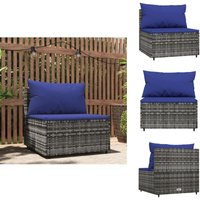 Garten-Mittelsofa mit Kissen Grau Poly Rattan - Gartensofa - Outdoor-Sofa - Lounge Möbel - Gartenlounge - Rattan-Sofa Garten-Mittelsofa mit Kissen Grau Poly Rattan - Gartensofa - Outdoor-Sofa - Lounge Möbel - Gartenlounge - Rattan-Sofa von VIDAXL