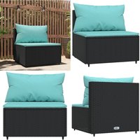 Garten-Mittelsofa mit Kissen Schwarz Poly Rattan - Gartensofa - Polyethylen-Rattan - Gartenmöbeln - Lounge Set - Außengarten - Home & Living Garten-Mittelsofa mit Kissen Schwarz Poly Rattan - Gartensofa - Polyethylen-Rattan - Gartenmöbeln - Lounge Set - Außengarten - Home & Living von VIDAXL