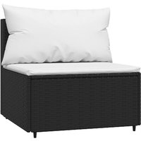 Bonnevie - Garten-Mittelsofa mit Kissen,Gartensofa Schwarz Poly Rattan vidaXL von BONNEVIE