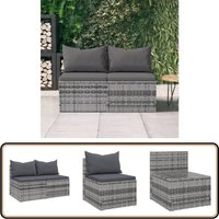 Garten-Mittelsofas mit Kissen 2 Stk. Grau Poly Rattan - Gartenmöbel - Sofa - Outdoor Möbel - Lounge Set - Rattan Gartenmöbel Garten-Mittelsofas mit Kissen 2 Stk. Grau Poly Rattan - Gartenmöbel - Sofa - Outdoor Möbel - Lounge Set - Rattan Gartenmöbel von VIDAXL