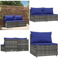 Garten-Mittelsofas mit Kissen 2 Stk. Grau Poly Rattan - Gartensofa - Outdoor Möbel - Lounge Set - Gartenlounge - Rattan Möbel - Home & Living Garten-Mittelsofas mit Kissen 2 Stk. Grau Poly Rattan - Gartensofa - Outdoor Möbel - Lounge Set - Gartenlounge - Rattan Möbel - Home & Living von VIDAXL