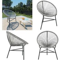 Garten-Mondstuhl Poly-Rattan Grau - Gartenstuhl - Outdoor Möbel - Rattan Gartenstuhl - Balkonstuhl - Esszimmerstuhl - Home & Living von VIDAXL