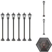 Garten-Pollerleuchte 6 Stk. E27 110 cm Aluminium Bronzefarben - Gartenlaterne - LED-Laterne - Außenstehleuchte - Außenbeleuchtung - Pollerleuchte von VIDAXL