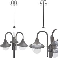 Garten-Pollerleuchte E27 220 cm Aluminium 3-Laterne Bronze - Gartendekoration - Laternenset - Außenbeleuchtung - LED-Lampe - Gartenlicht - Home & von VIDAXL