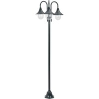 Garten-Pollerleuchte E27 220 cm Aluminium 3-Laterne Dunkelgrün vidaXL847605 von BONNEVIE