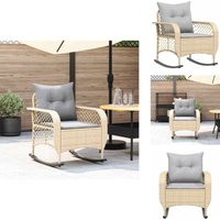 Garten-Schaukelstuhl mit Kissen Beige Poly Rattan - Garten-Schaukelstuhl - Garten-Schaukelstühle - Gartenstuhl - Schaukelsessel von VIDAXL