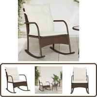 Garten-Schaukelstuhl mit Kissen Braun Poly Rattan - Gartenstuhl - Schaukelstuhl - Relaxsessel - Balkonmöbel - Gartenlounge von VIDAXL