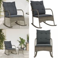 Garten-Schaukelstuhl mit Kissen Grau Poly Rattan - Gartenstuhl - Schaukelstuhl - Rattan Möbel - Gartenmöbel - Balkonmöbel - Home & Living von VIDAXL