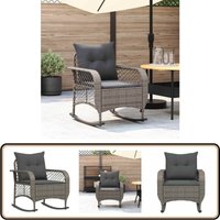 Garten-Schaukelstuhl mit Kissen Grau Poly Rattan - Vidaxl Garten-Schaukelstuhl mit Kissen Grau Poly Rattan - Vidaxl von VIDAXL
