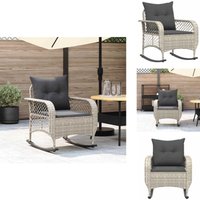 Vidaxl - Garten-Schaukelstuhl mit Kissen Hellgrau Poly Rattan - Garten-Schaukelstuhl - Garten-Schaukelstühle - Gartenstuhl - Schaukelsessel von VIDAXL