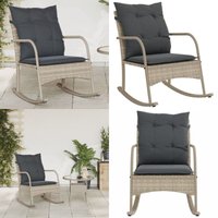 Garten-Schaukelstuhl mit Kissen Hellgrau Poly Rattan - Gartenschaukelstuhl - Outdoor Möbel - Gartenstuhl - Relaxsessel - Lounge Chair - Home & Living von VIDAXL