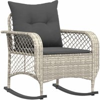 Garten-Schaukelstuhl mit Kissen Hellgrau Poly Rattan Vidaxl von VIDAXL