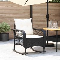 Garten-Schaukelstuhl mit Kissen Schwarz Poly Rattan - Vidaxl von VIDAXL