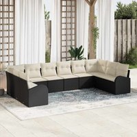 Garten-Sofa-Set 10 pcs Schwarz Poly Rattan Vidaxl von VIDAXL